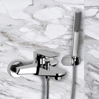 Wall-Mounted Bath Shower Mixer With Bracket And Hand Shower In Chrome Remer I02US